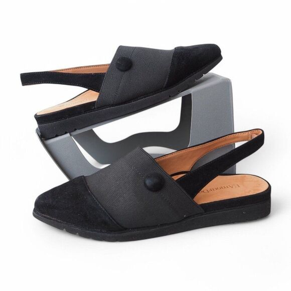 L’Amour Des Pieds Slingback Suede Point Toe Flats Black Women's 6.5M - Picture 1 of 11
